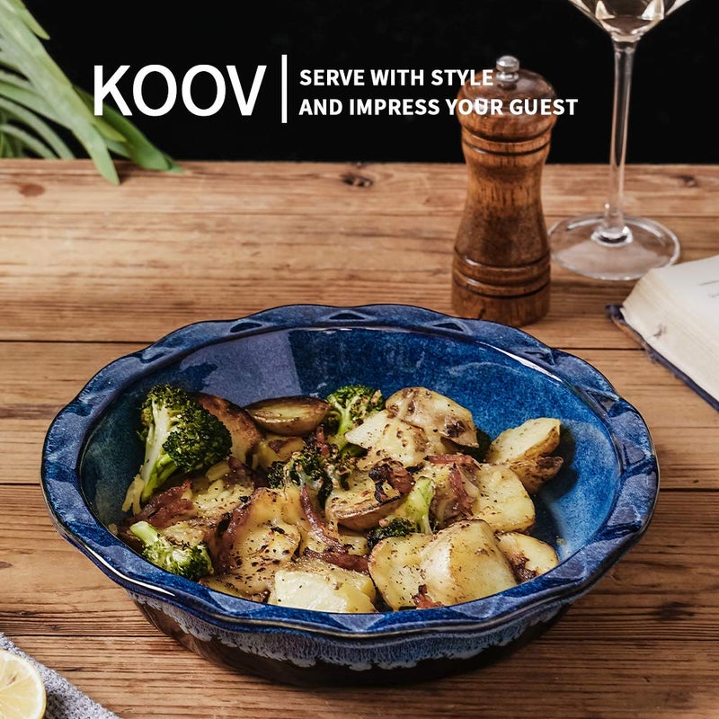 KOOV Ceramic, 9 Inches Pie Plate, Pie Dish for Dessert Kitchen, Round Baking Dish Pan for Dinner, Wrapping Upgrade, Reactive Glaze (Nebula Blue) - Image 2